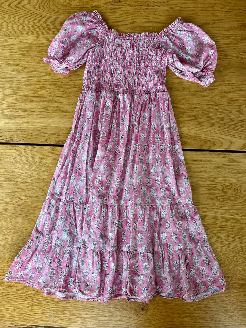 Adorable Zara Pink Floral Puff Sleeve Smocked Maxi Dress!!